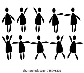 Stick Figure Set.Black figures of people on a white background, vector