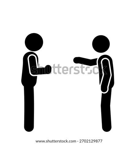 Stick figure showing rejection or refusal gesture.