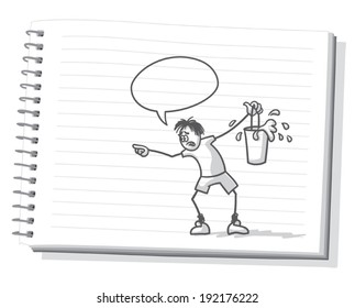 Stick figure sketch book doodle with pencil
