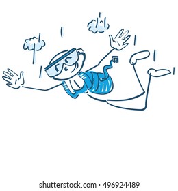 Stick figure skydiving and parachuting