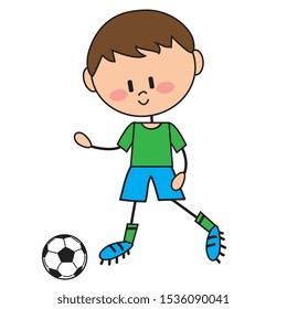 Stick figure soccer player vector cartoon illustration