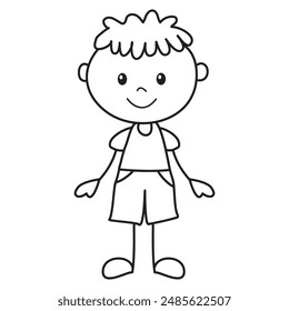 Stick figure standing boy
 vector cartoon illustration