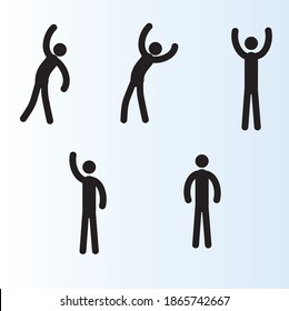 Steck Figur in einer stehenden Position. Das Symbol des Mannes wird gepostet. Einzeln Symbol auf weichem blauem Hintergrund.