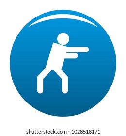 Stick figure stickman icon vector blue circle isolated on white background 