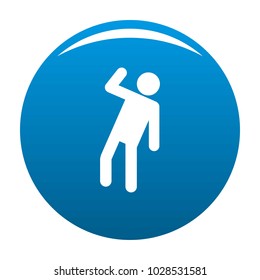 Stick figure stickman icon vector blue circle isolated on white background 
