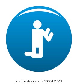 Stick figure stickman icon vector blue circle isolated on white background 