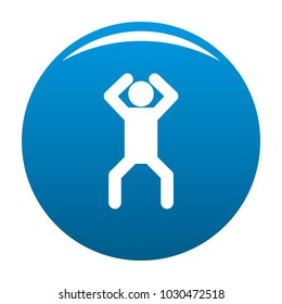 Stick figure stickman icon vector blue circle isolated on white background 