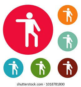 Stick figure stickman icons circle set vector isolated on white background