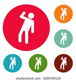 Stick figure stickman icons circle set vector isolated on white background
