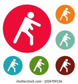 Stick figure stickman icons circle set vector isolated on white background