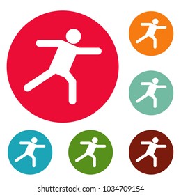 Stick figure stickman icons circle set vector isolated on white background