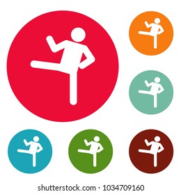 Stick figure stickman icons circle set vector isolated on white background