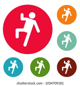 Stick figure stickman icons circle set vector isolated on white background