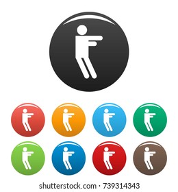 Stick figure stickman icons set pictogram. Vector simple illustration of stickman icons in different colors isolated on white for any design