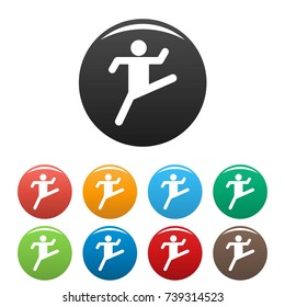 Stick figure stickman icons set pictogram. Vector simple illustration of stickman icons in different colors isolated on white for any design