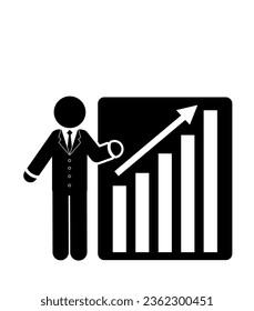 stick figure and stickman vector silhouette illustration, Businessman, Success, Wealth, Entrepreneurship