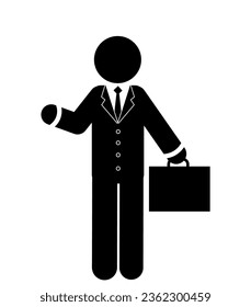 stick figure and stickman vector silhouette illustration, Businessman, Success, Wealth, Entrepreneurship