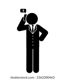 stick figure and stickman vector silhouette illustration, Businessman, Success, Wealth, Entrepreneurship