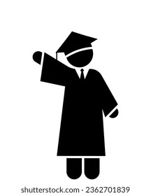 stick figure and stickman vector silhouette illstration, Graduate, Ceremony, Diploma