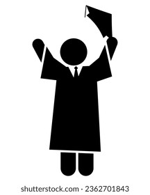 stick figure and stickman vector silhouette illstration, Graduate, Ceremony, Diploma