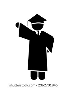 stick figure and stickman vector silhouette illstration, Graduate, Ceremony, Diploma