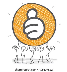 Stick figure team motivated - vector illustration