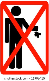 stick figure throwing garbage with not allowed symbol on top - vector