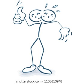 Stick figure with thumb up and down