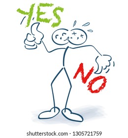 Stick Figure With Thumbs Yes Or No And Up And Down And Makes A Decision