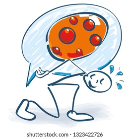 Stick figure transports a big orange easter egg in a speech bubble
