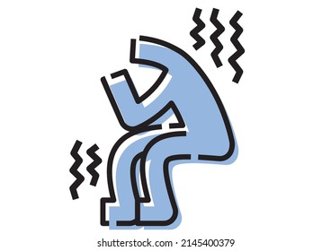 Stick figure trembling with fear