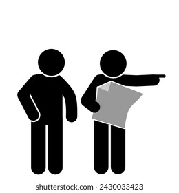 STICK FIGURE VECTOR ILLUSTRATION ASKING THE ROAD