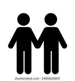 stick figure vector illustration, stick man, friendship pictogram, people hugging, holding hands
