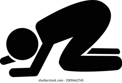 Stick figure vector person bowing 