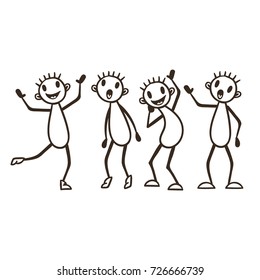 stick figure vector set - emotion - euphoria, positive, optimism