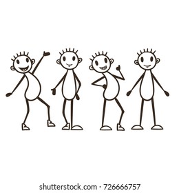 stick figure vector set - emotion - joy, happines, sympathy, friendliness.