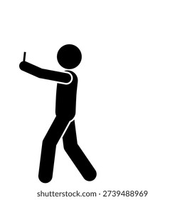 Stick фигура ходьба и фотографирование селфи
