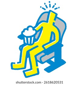 Stick Figure Watching a Movie While Eating Popcorn
