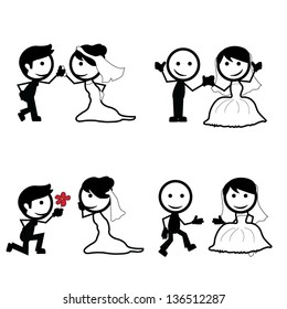 stick figure wedding couples with different pose