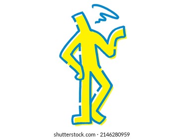 A stick figure who can give up. Hand-drawn vector data.