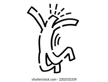 A stick figure who jumps for joy. Hand-drawn vector data.