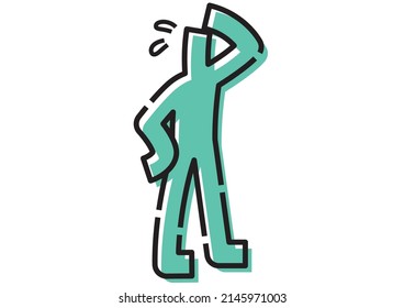stick figure wiping sweat off his face
