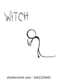 stick figure of a witch