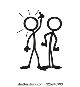 stick figure working together idea