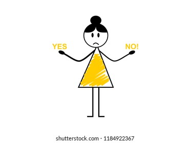 Stick Figure  With Yes And No In English