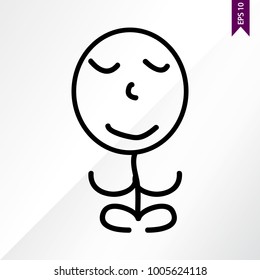 Stick figure yoga on the white, light backgroung, vector