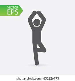 Stick figure in yoga pose. Vector icon.