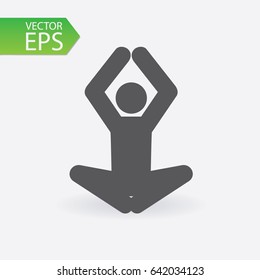 Stick figure in yoga pose. Vector icon.