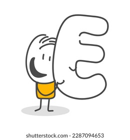 Stick figures. Alphabet. Isolated on white background. Hand drawn Doodle Line Art Cartoon Design character.