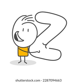 Stick figures. Alphabet. Isolated on white background. Hand drawn Doodle Line Art Cartoon Design character.